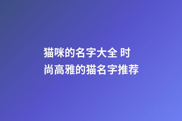 猫咪的名字大全 时尚高雅的猫名字推荐